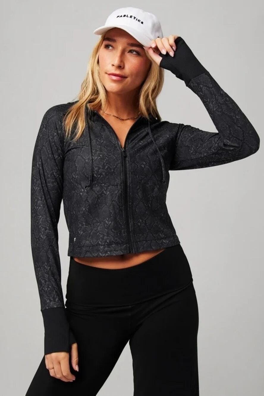 New Fabletics Oasis Cropped Hoodie Tonal Snakeskin Women's size M